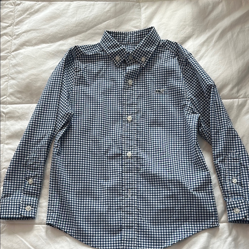 Vineyard Vines Blue and White Gingham Button Down Shirt